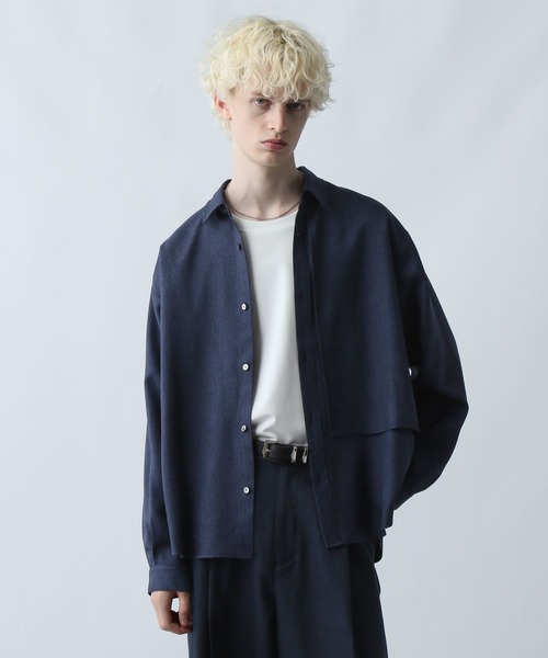 HARE（ハレ）の「【SET UP対応】フラシメランジシャツ(HARE)（シャツ/ブラウス・メンズ・ブルー/ブラック/ブラウン/グレー系その他/ブラウン系その他/ブルー系その他・FREE）」の6枚目の写真