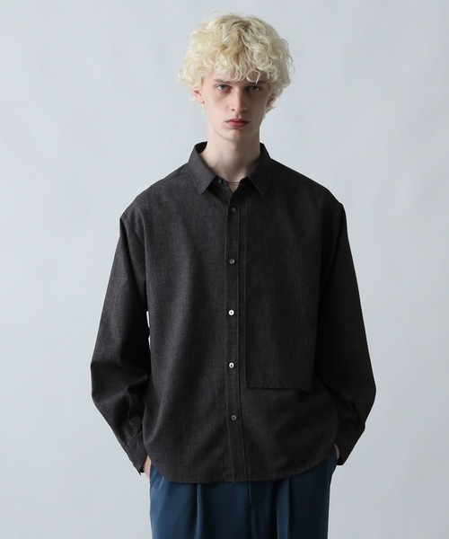 HARE ブラック・グレー 長袖シャツ ハレ ブラック ◇ HARE ハレ 切替 長袖 シャツ サイズL ブラック