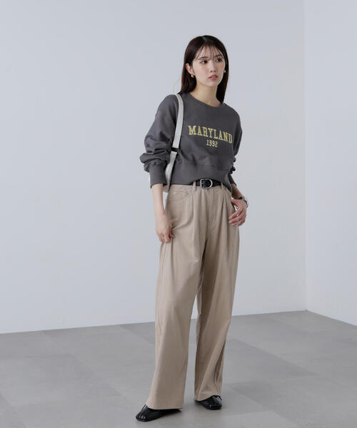 クレージュ　ロゴ刺繍スウェット　クロップド丈　ショート　オーバーサイズ　ベージュ 楽天市場】裏起毛 ショート丈 プルオーバー スウェット 刺繍