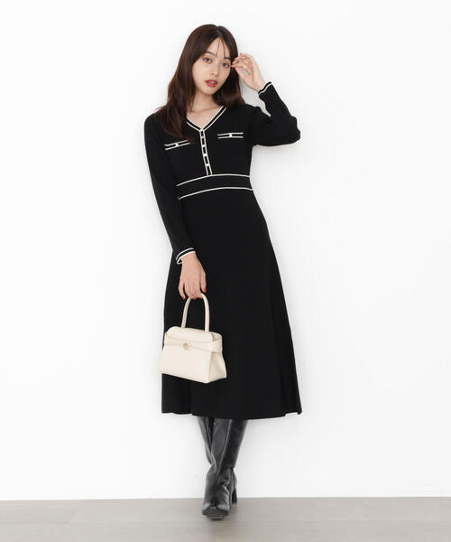 PROPORTION BODY DRESSING(プロポーションボディドレッシング)の「配色ラインニットワンピース / 1215240910(ワンピース・レディース・ブルー/ベージュ/ブラック・MEDIUM/SMALL)」の5枚目の写真