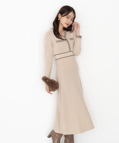 PROPORTION BODY DRESSING(プロポーションボディドレッシング)の「配色ラインニットワンピース / 1215240910(ワンピース・レディース・ブルー/ベージュ/ブラック・MEDIUM/SMALL)」の12枚目の写真
