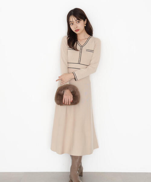 PROPORTION BODY DRESSING(プロポーションボディドレッシング)の「配色ラインニットワンピース / 1215240910(ワンピース・レディース・ブルー/ベージュ/ブラック・MEDIUM/SMALL)」の13枚目の写真