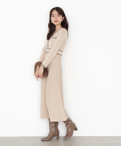 PROPORTION BODY DRESSING(プロポーションボディドレッシング)の「配色ラインニットワンピース / 1215240910(ワンピース・レディース・ブルー/ベージュ/ブラック・MEDIUM/SMALL)」の14枚目の写真