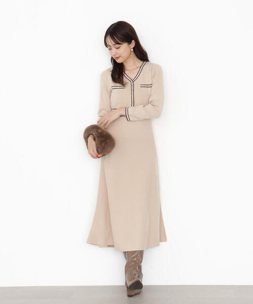 PROPORTION BODY DRESSING(プロポーションボディドレッシング)の「配色ラインニットワンピース / 1215240910(ワンピース・レディース・ブルー/ベージュ/ブラック・MEDIUM/SMALL)」の16枚目の写真