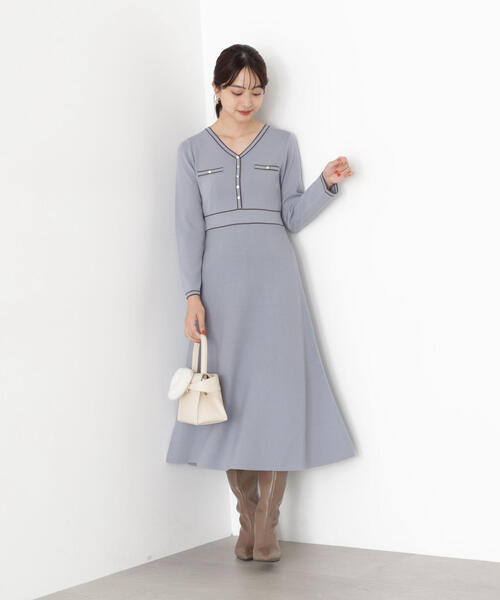 DEEP SLIT KNIT DRESS/ディープスリットニットドレス（ワンピース