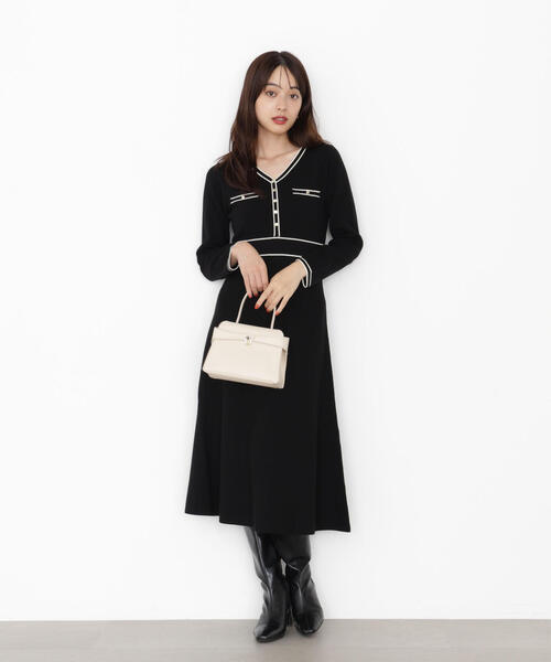 PROPORTION BODY DRESSING(プロポーションボディドレッシング)の「配色ラインニットワンピース / 1215240910(ワンピース・レディース・ブルー/ベージュ/ブラック・MEDIUM/SMALL)」の2枚目の写真