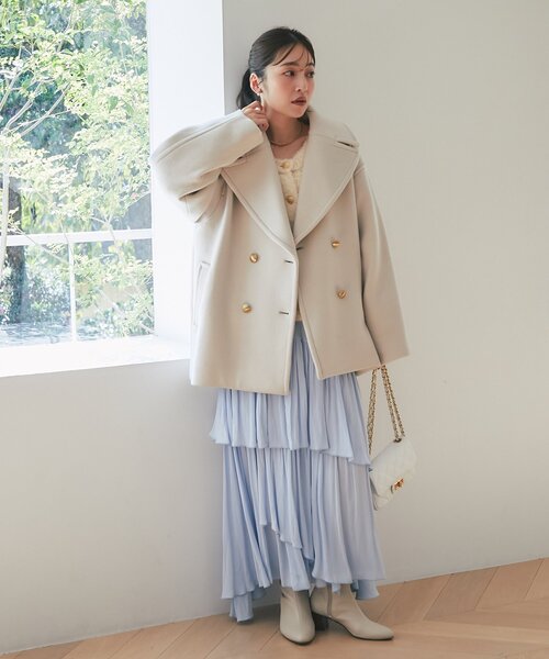 ラブティックボンボン　ロイヤルビーバーメタル釦ピーコート セール】【軽くて毎日着たい！】ロイヤルビーバーメタル釦P