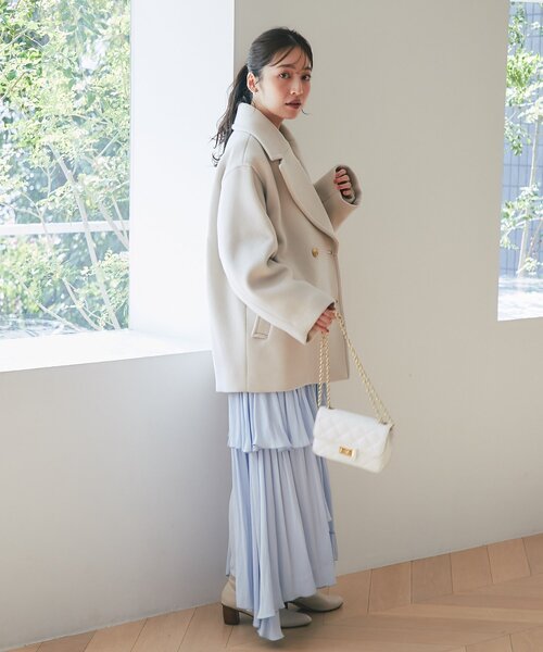 【ラブティックボンボン】ロイヤルビーバーメタル釦ピーコート　オフホワイト 着心地抜群】ロイヤルビーバーメタル釦ピーコート | La boutique