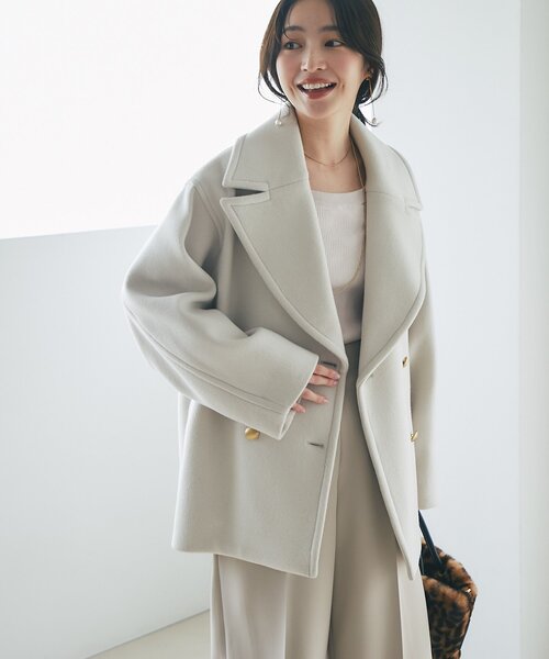 ラブティックボンボン　ロイヤルビーバーメタル釦ピーコート　ブラック 軽くて毎日着たい！】ロイヤルビーバーメタル釦Pコート