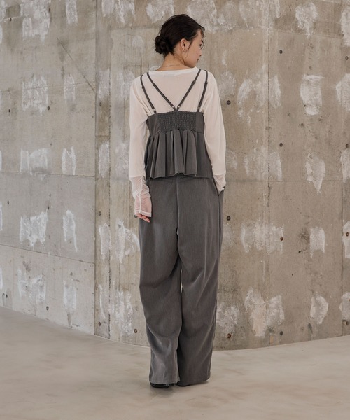forksy.(フォルクシー)の「【forksy.】【オケージョン対応】パール付きペプラムプリーツキャミソール&ギャザーウェストワイドパンツ セットアップ(セットアップ・レディース・チャコールグレー/ブラック・FREE)」の10枚目の写真