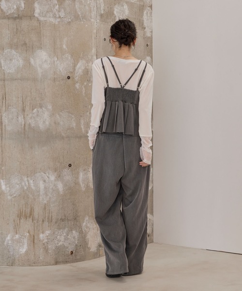 forksy.】【オケージョン対応】パール付きペプラムプリーツ