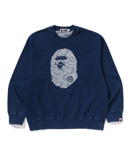 A BATHING APE(アベイシングエイプ)の「CLOUD CAMO APE HEAD RELAXED FIT CREWNECK SWEATSHIRT(スウェット・メンズ・ネイビー・X-LARGE/MEDIUM/SMALL/LARGE/XX-LARGE)」の1枚目の写真