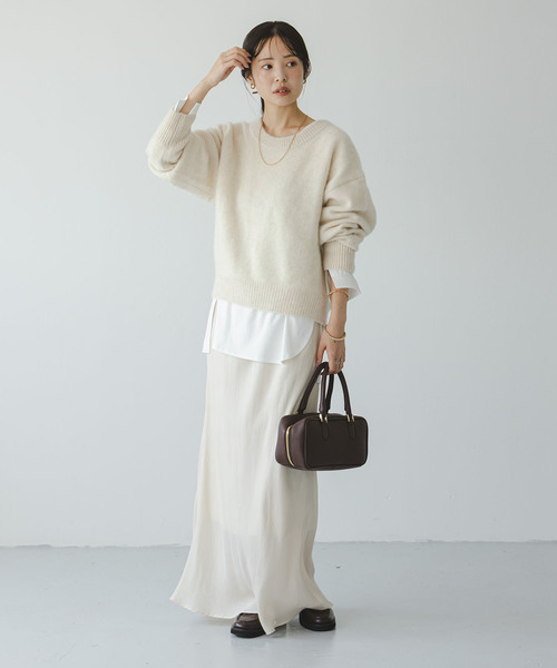 Noble（ノーブル）の「YAKクルーネックプルオーバー（ニット/セーター・レディース・ピンク/ホワイト系その他/ダークブルー・FREE）」の13枚目の写真