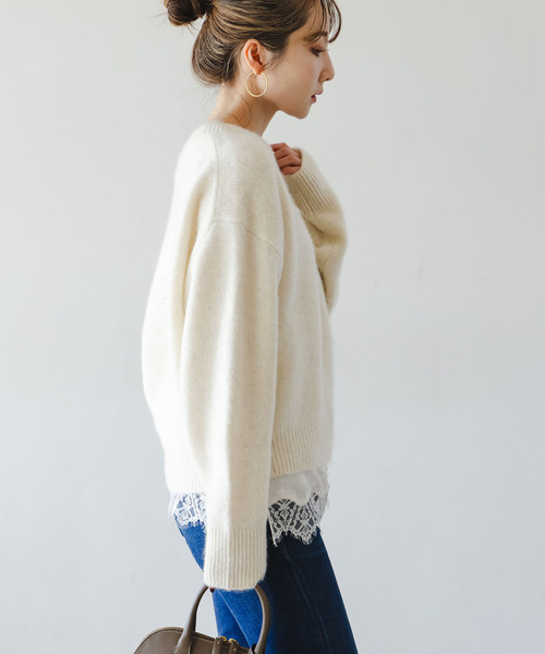 Noble（ノーブル）の「YAKクルーネックプルオーバー（ニット/セーター・レディース・ピンク/ホワイト系その他/ダークブルー・FREE）」の16枚目の写真