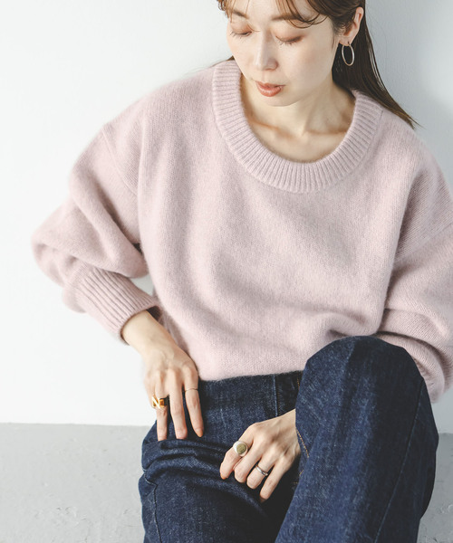【着用2回】NOBLE♡ノーブル　24AW♡ヤクワイドリブニットプルオーバー 着用2回】NOBLE♡ノーブル 24AW♡ヤクワイドリブニットプルオーバー