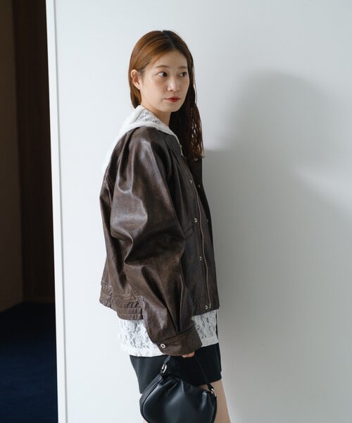 kastane フェイクレザーショートブルゾン size0 ブルゾン アウター