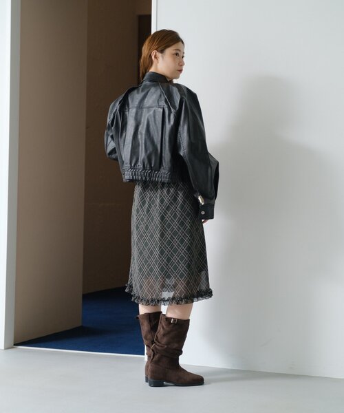 2サイズ展開/襟2WAY】フェイクレザーショートブルゾン（ブルゾン