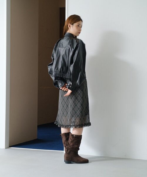 2サイズ展開/襟2WAY】フェイクレザーショートブルゾン（ブルゾン