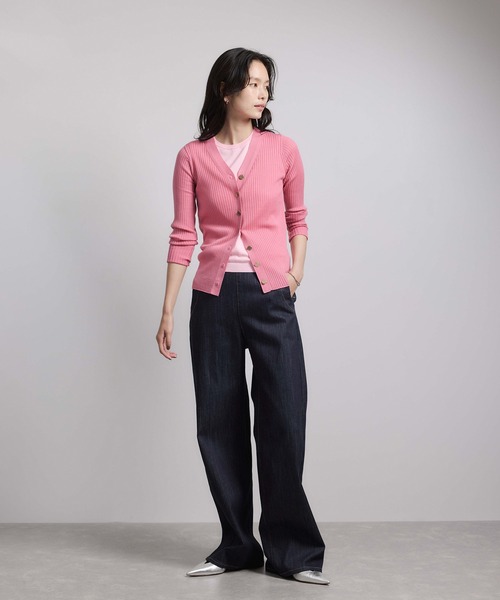 ROPE'（ロペ）の「ハイゲージワイドリブニットカーディガン（カーディガン/ボレロ・レディース・ブラック/グレー/レッド/オフホワイト/ピンク系その他・FREE）」の6枚目の写真