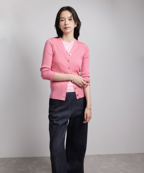 ROPE'（ロペ）の「ハイゲージワイドリブニットカーディガン（カーディガン/ボレロ・レディース・ブラック/グレー/レッド/オフホワイト/ピンク系その他・FREE）」の7枚目の写真