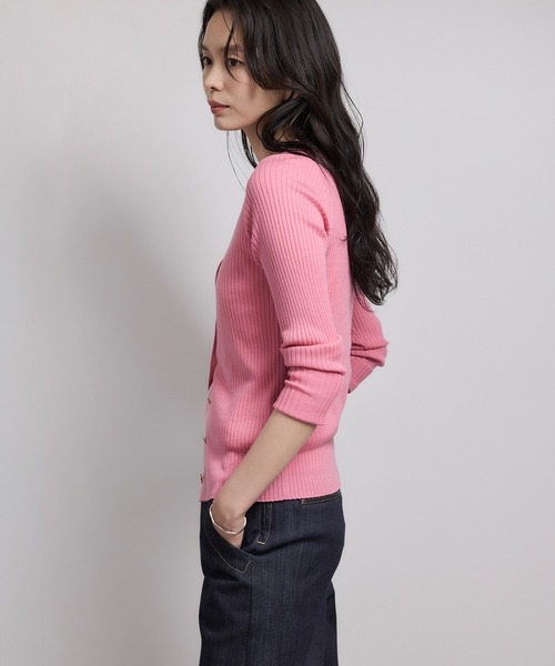 ROPE'（ロペ）の「ハイゲージワイドリブニットカーディガン（カーディガン/ボレロ・レディース・ブラック/グレー/レッド/オフホワイト/ピンク系その他・FREE）」の8枚目の写真