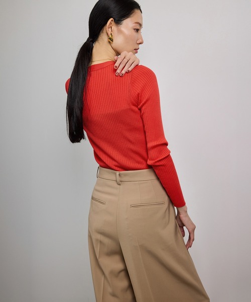 ROPE'（ロペ）の「ハイゲージワイドリブニットカーディガン（カーディガン/ボレロ・レディース・ブラック/グレー/レッド/オフホワイト/ピンク系その他・FREE）」の9枚目の写真