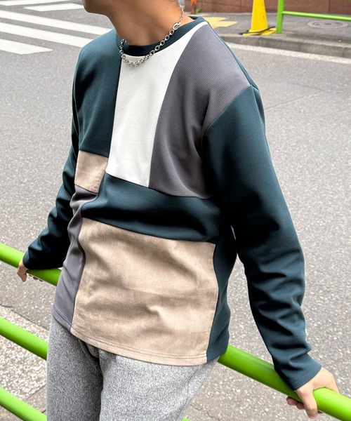 ikka(イッカ)の「【芸能人着用】ブロックスダンボールクルーネック(スウェット・メンズ・ホワイト/ネイビー/ワイン/グリーン・M/L/XL/S)」の3枚目の写真