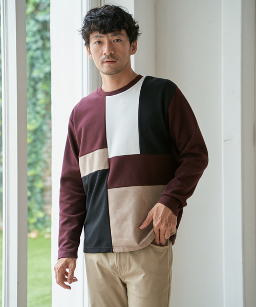 ikka(イッカ)の「【芸能人着用】ブロックスダンボールクルーネック(スウェット・メンズ・ホワイト/ネイビー/ワイン/グリーン・M/L/XL/S)」の5枚目の写真