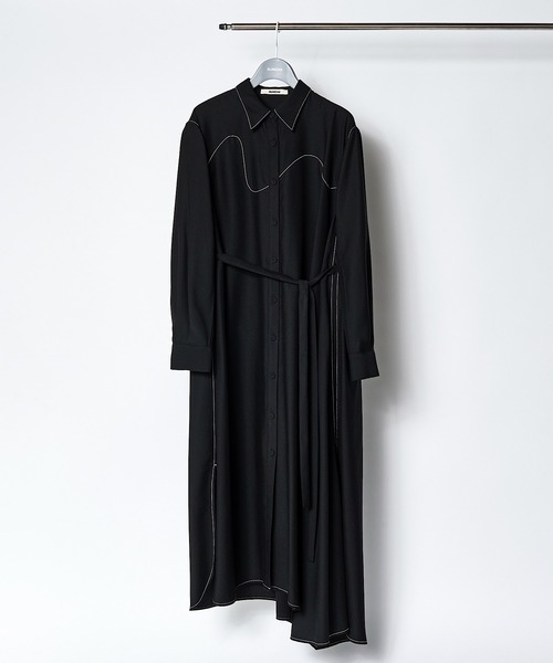 【新品】RUMCHE Stitch Typewriter Dress　ワンピース Art Stitch Shirt Dress / アートステッチシャツドレス（シャツ