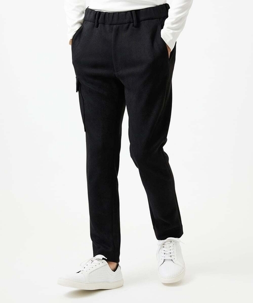 MICHEL KLEIN HOMME   （ミッシェルクランオム）の「【セットアップ】スエード調スウェットパンツ（カーゴパンツ・メンズ・カーキ/ブラック・MEDIUM/X-LARGE/LARGE）」の2枚目の写真