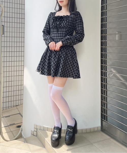 abc une face(アーベーセーアンフェイス)の「スクエアリボンワンピース(ワンピース・レディース・グレー系その他/ネイビー系/ブラック系その他・FREE)」の15枚目の写真