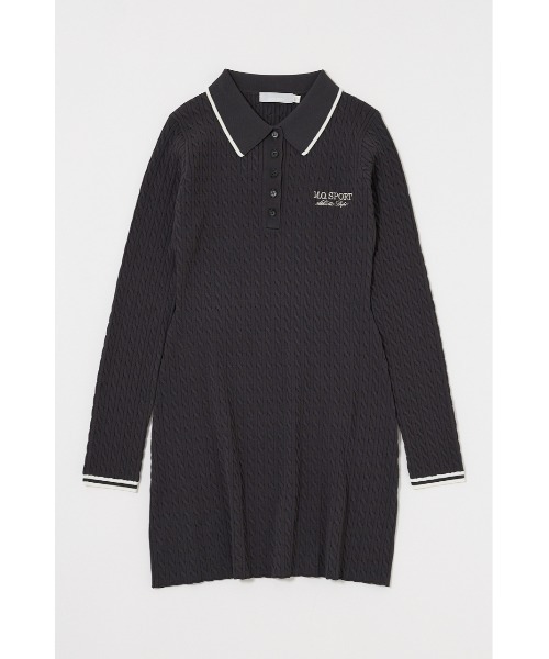 MOUSSY(マウジー)の「LOGO CABLE KNIT MINI DRESS / ロゴ ケーブル ニット ミニ ドレス(ワンピース・レディース・アイボリー/杢グレー/ネイビー・1/2)」の2枚目の写真