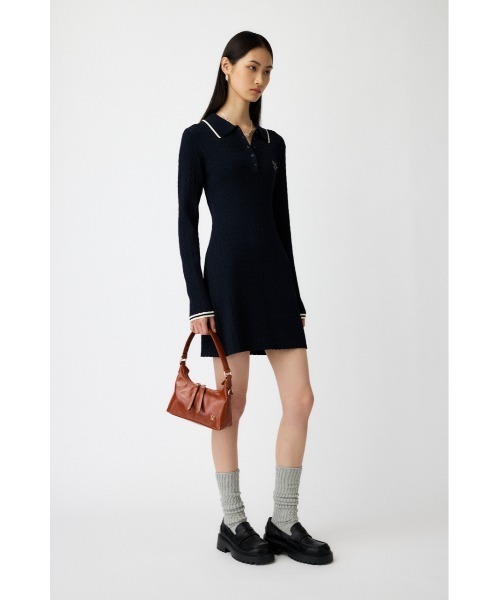MOUSSY ワンピース ロゴ ケーブル ニット ミニ ドレス　新品未使用 セール】LOGO CABLE KNIT MINI DRESS / ロゴ ケーブル ニット ミニ