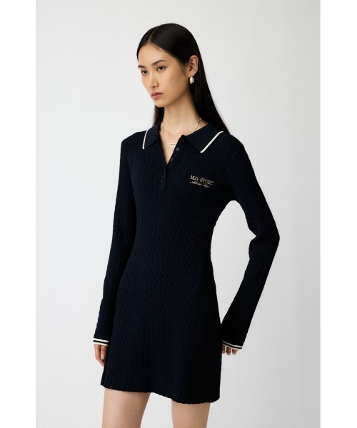 MOUSSY(マウジー)の「LOGO CABLE KNIT MINI DRESS / ロゴ ケーブル ニット ミニ ドレス(ワンピース・レディース・アイボリー/杢グレー/ネイビー・1/2)」の6枚目の写真