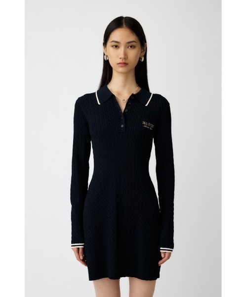 MOUSSY ワンピース ロゴ ケーブル ニット ミニ ドレス　新品未使用 LOGO CABLE KNIT MINI DRESS / ロゴ ケーブル ニット ミニ ドレス