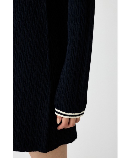 MOUSSY(マウジー)の「LOGO CABLE KNIT MINI DRESS / ロゴ ケーブル ニット ミニ ドレス(ワンピース・レディース・アイボリー/杢グレー/ネイビー・1/2)」の12枚目の写真