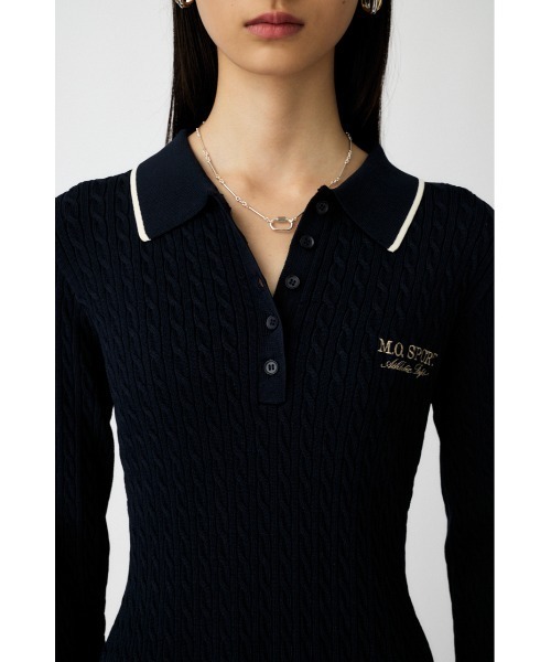 MOUSSY(マウジー)の「LOGO CABLE KNIT MINI DRESS / ロゴ ケーブル ニット ミニ ドレス(ワンピース・レディース・アイボリー/杢グレー/ネイビー・1/2)」の13枚目の写真