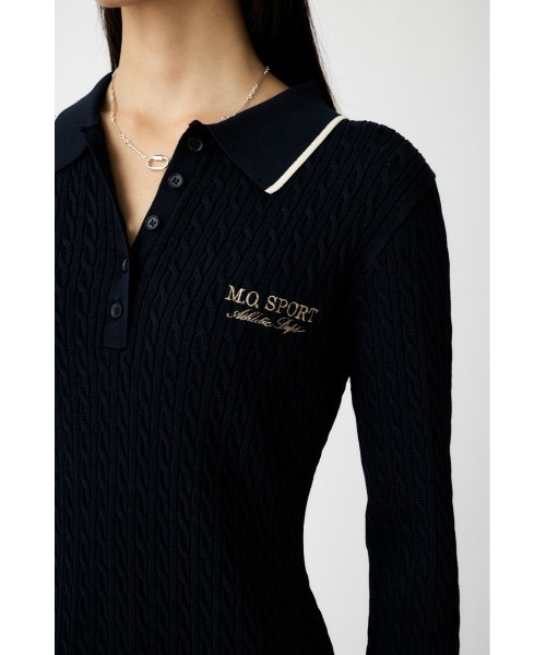 MOUSSY(マウジー)の「LOGO CABLE KNIT MINI DRESS / ロゴ ケーブル ニット ミニ ドレス(ワンピース・レディース・アイボリー/杢グレー/ネイビー・1/2)」の14枚目の写真