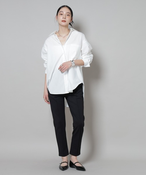 NANO universe（ナノユニバース）の「ピンタックポンチスリムパンツ（その他パンツ・レディース・ブラック/ネイビー・S/M）」の7枚目の写真