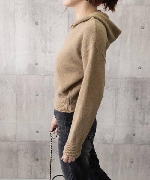 セール】ニットパーカーフード付き ニットセーター（ニット