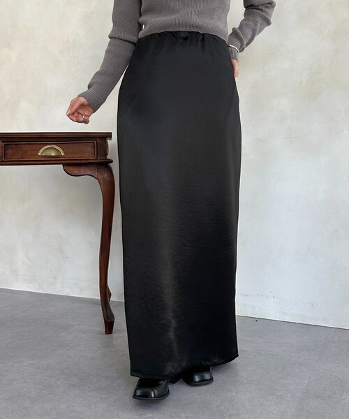 Thevon（ゼボン）の「サテンIラインスカート（スカート・レディース・ブラック/ベージュ・M/S）」の22枚目の写真