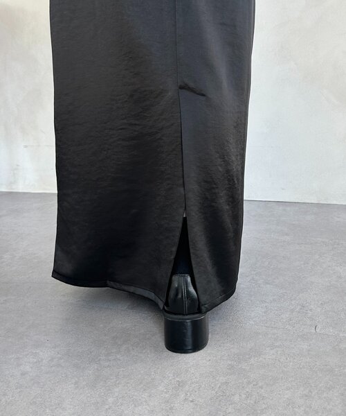 Thevon（ゼボン）の「サテンIラインスカート（スカート・レディース・ブラック/ベージュ・M/S）」の7枚目の写真