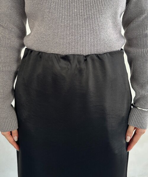 Thevon（ゼボン）の「サテンIラインスカート（スカート・レディース・ブラック/ベージュ・M/S）」の10枚目の写真