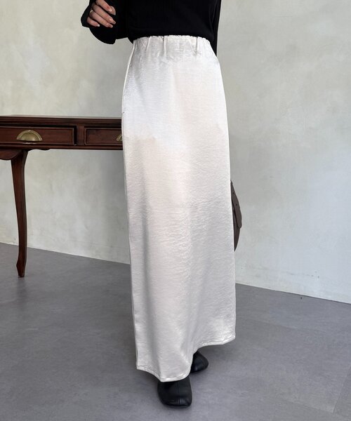 Thevon（ゼボン）の「サテンIラインスカート（スカート・レディース・ブラック/ベージュ・M/S）」の15枚目の写真