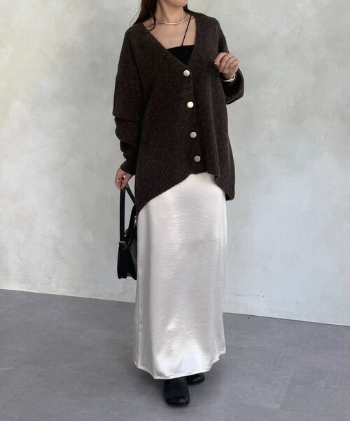 Thevon（ゼボン）の「サテンIラインスカート（スカート・レディース・ブラック/ベージュ・M/S）」の21枚目の写真