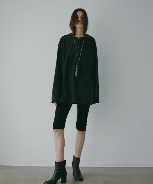 ETRE TOKYO 25AW シアーヘンリーネックプルオーバー ブラック シアーヘンリーネックプルオーバー(Tシャツ/カットソー)|ETRE