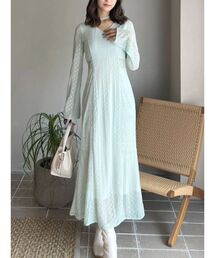 MERCURYDUO | カットレースブロッキングフレアスリーブマーメイドワンピース(ワンピース)