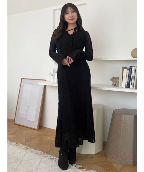 MERCURYDUO（マーキュリーデュオ）の「カットレースブロッキングフレアスリーブマーメイドワンピース（ワンピース・レディース・ブラック/イエロー/ミント・SMALL/MEDIUM）」の13枚目の写真