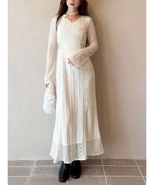 MERCURYDUO（マーキュリーデュオ）の「カットレースブロッキングフレアスリーブマーメイドワンピース（ワンピース・レディース・ブラック/イエロー/ミント・SMALL/MEDIUM）」の18枚目の写真