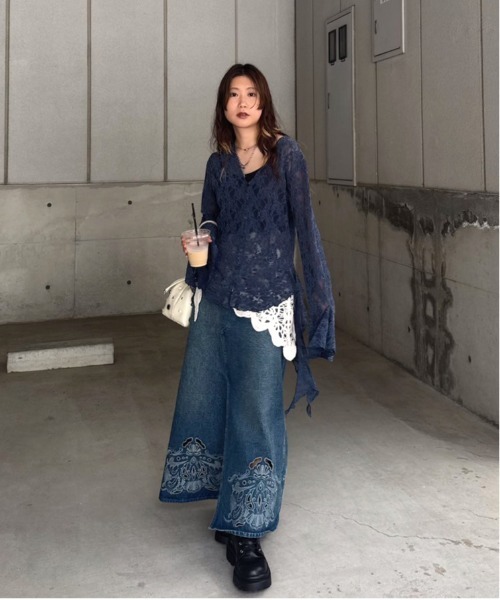 UND 2WAY CUT LACE FRILL TOP（Tシャツ/カットソー）｜Ameri（アメリ